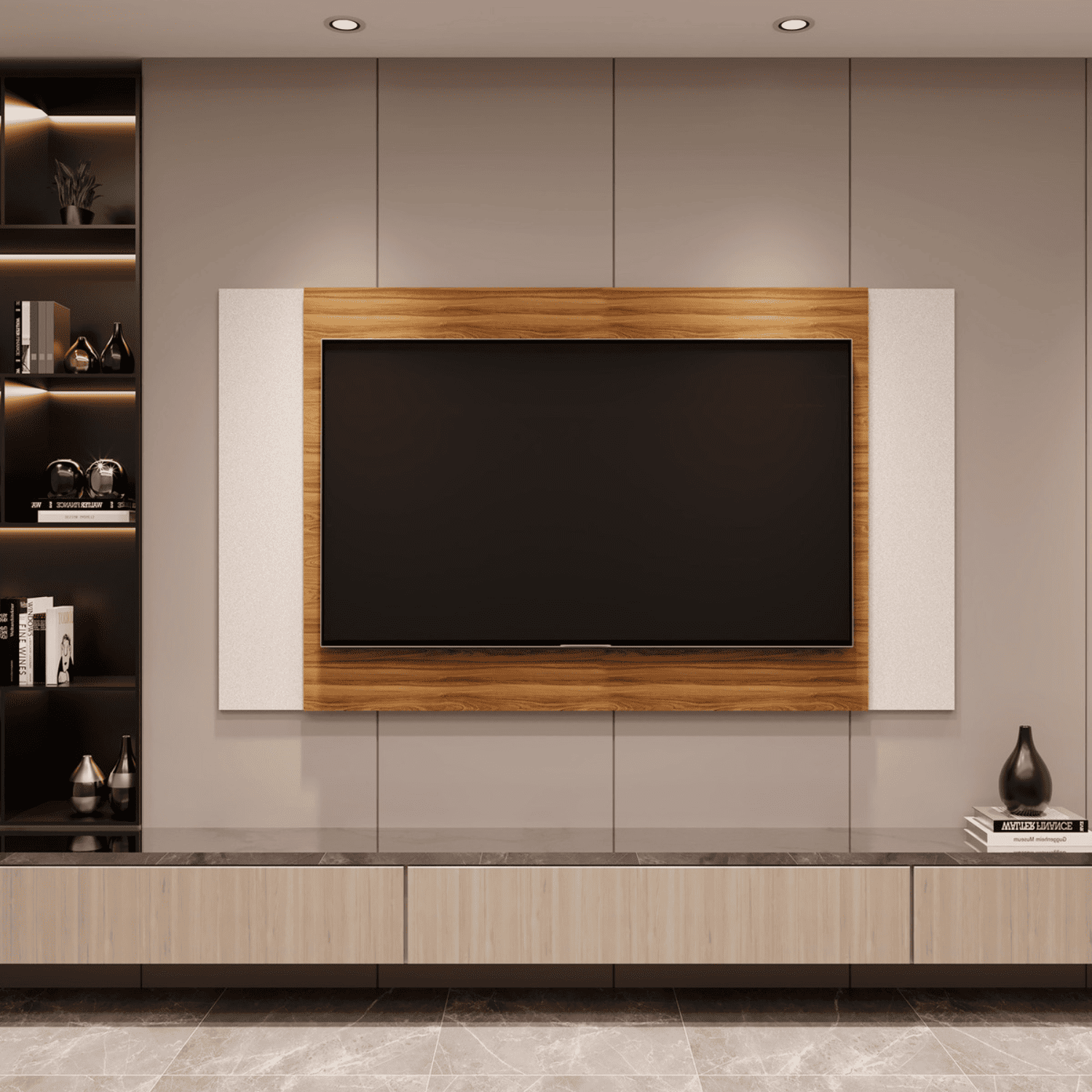 Panel TV 160x90x3 cm Beige Fresno