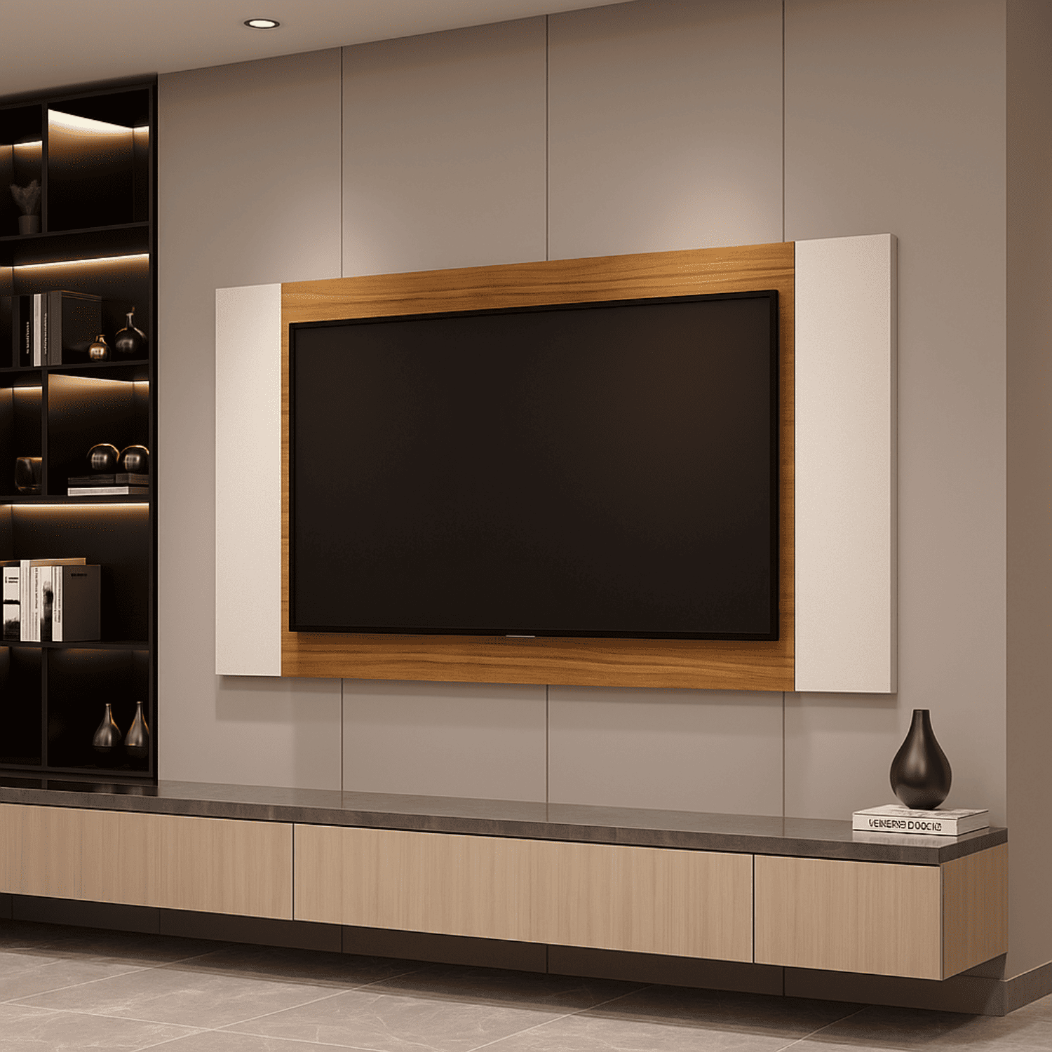 Panel TV 160x90x3 cm Beige Fresno