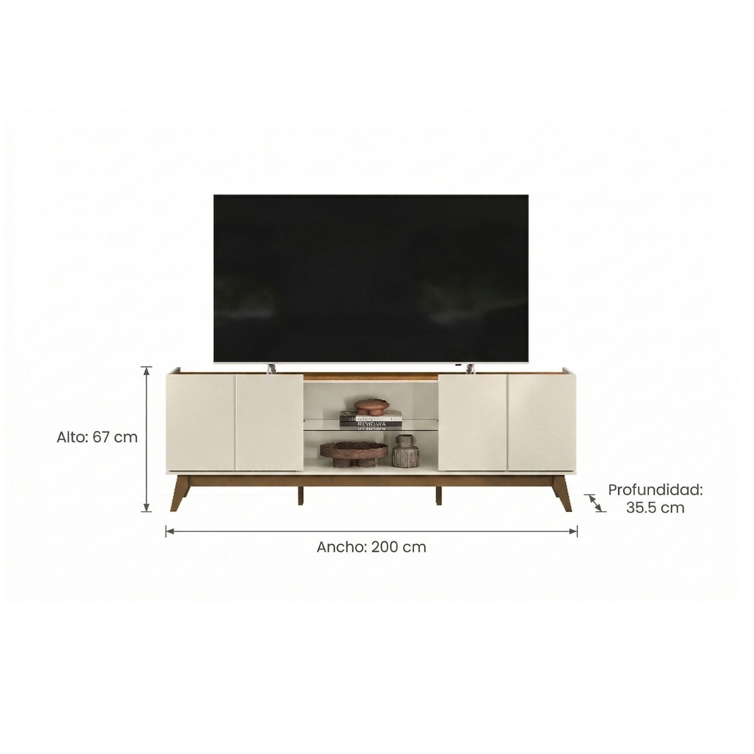 Rack TV 200x67x35 cm Beige Guaruja