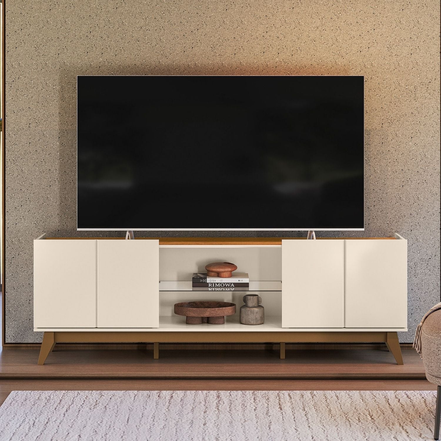 Rack TV 200x67x35 cm Beige Guaruja
