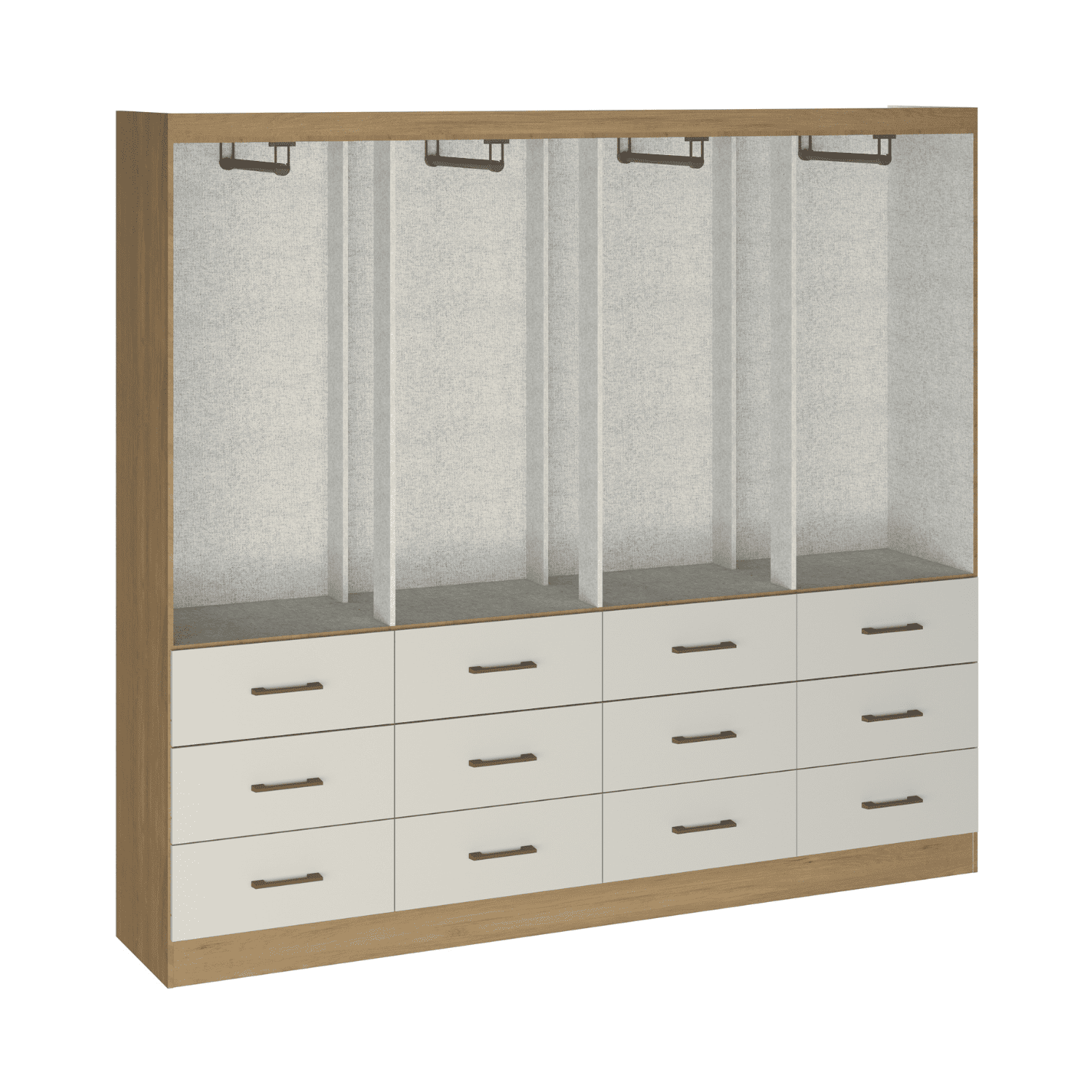 Clóset 8 Puertas · 12 Cajones 200x180x40 cm Beige