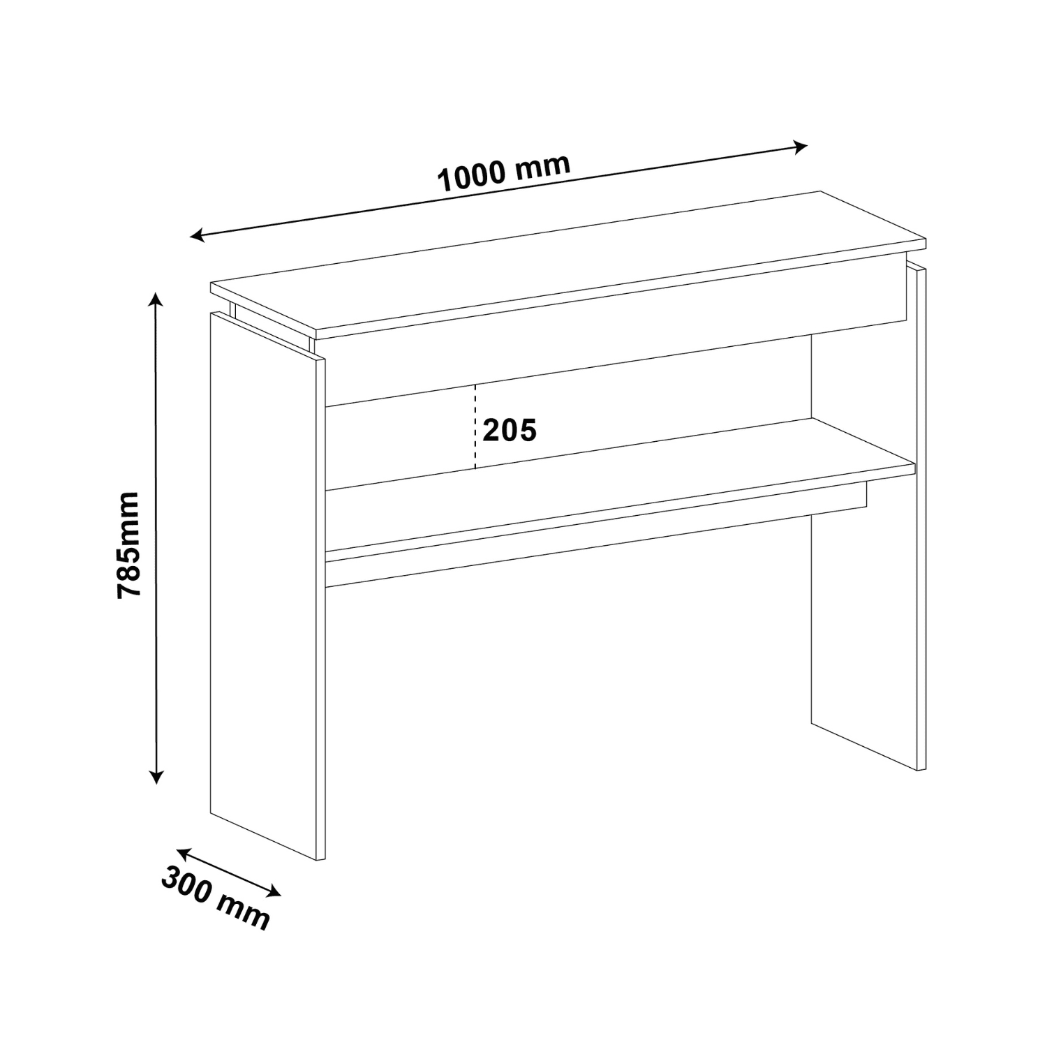 Mesa Arrimo 100x79x30 cm Creta