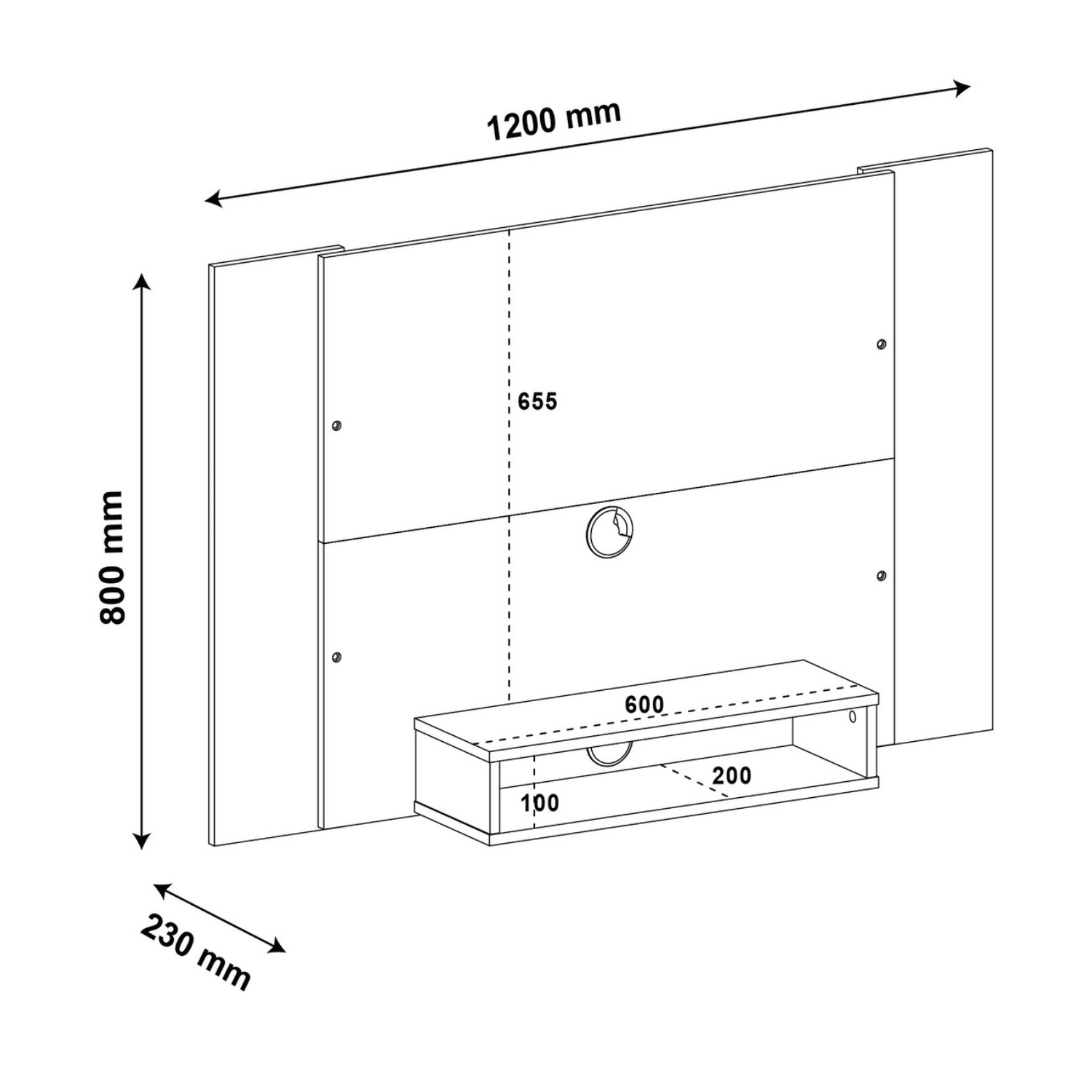 Panel TV 120x80x23 cm Beige