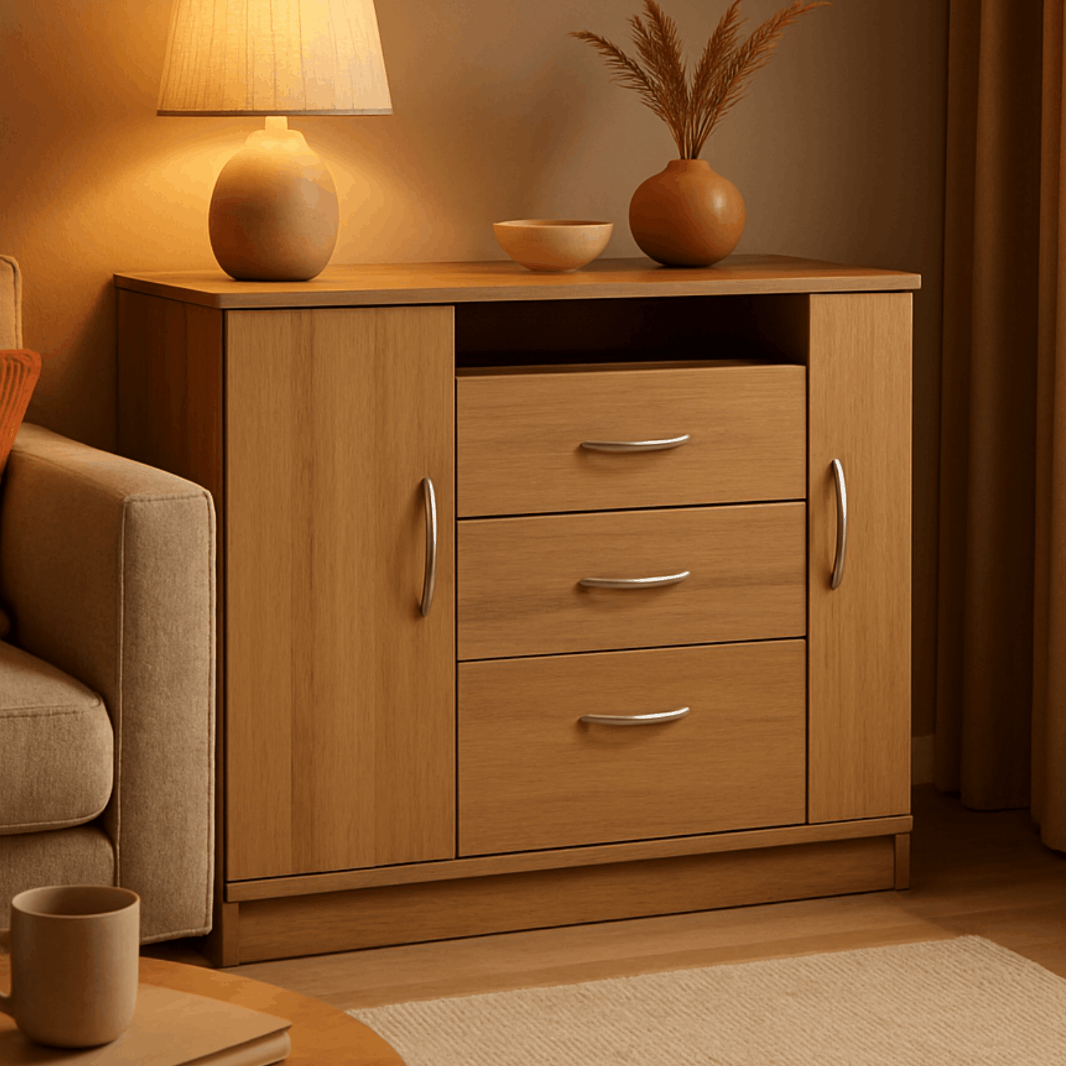 Cómoda 2 Puertas · 3 Cajones 122x94x43cm