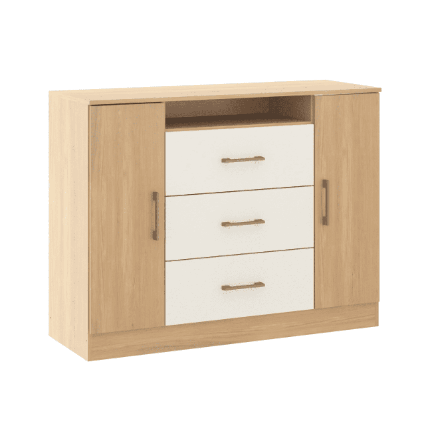 Cómoda 3 Cajones 2 Puertas 122x94x43 cm Multicolor