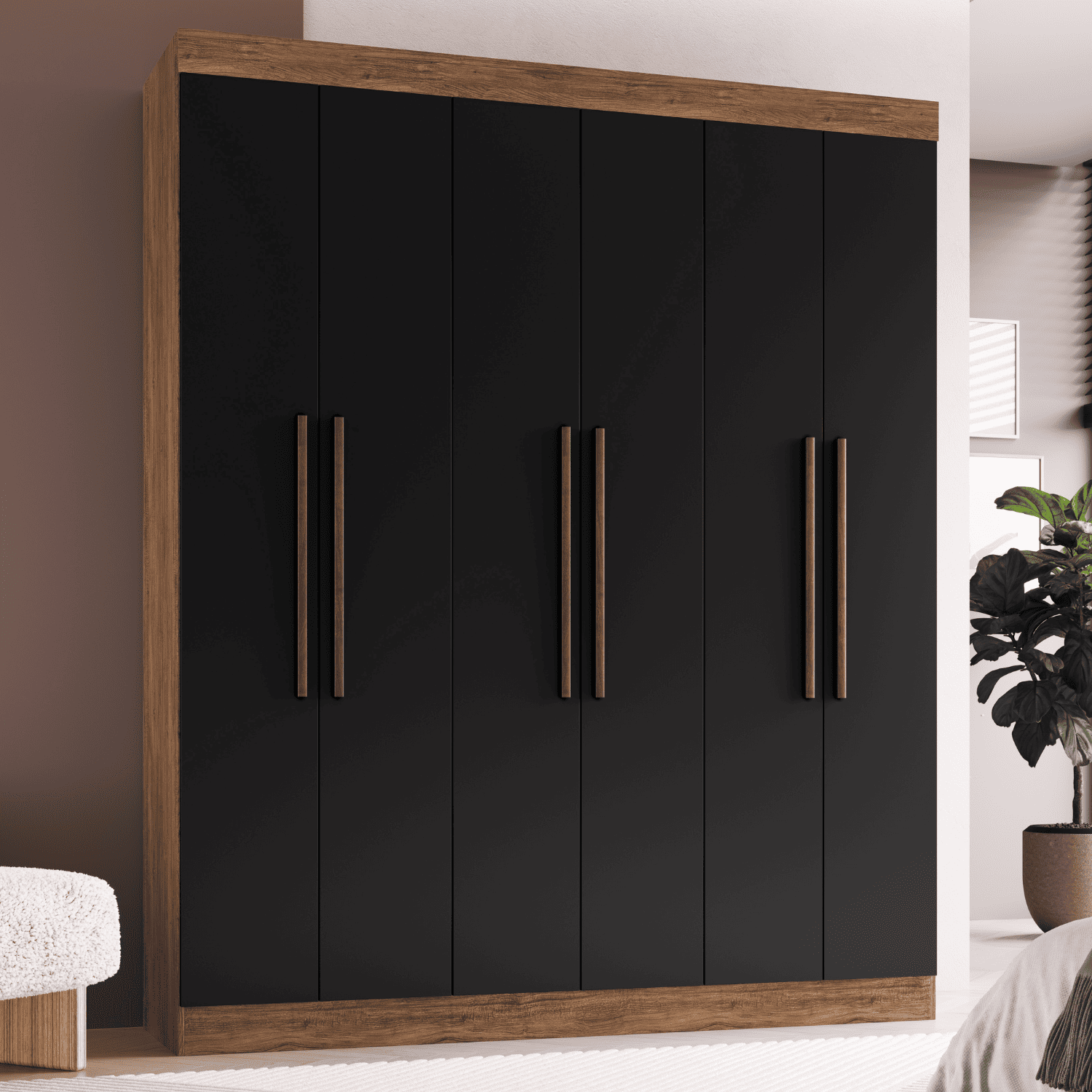 Clóset 6 Puertas · 2 Cajones 180x217x47 cm Negro New York