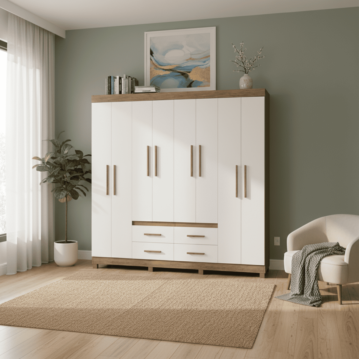 Clóset 8 Puertas · 4 Cajones 206x200x45 cm Beige Las Vegas