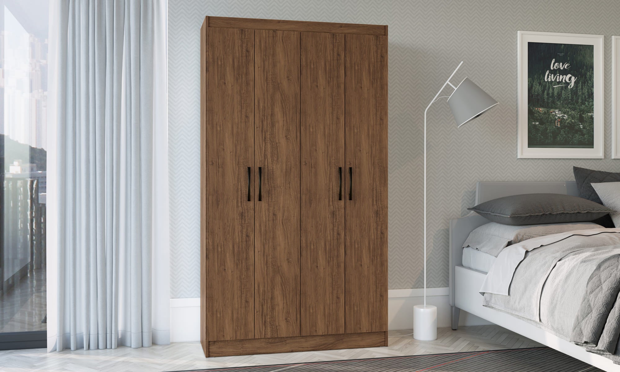 Closet Multiuso 4 Puertas 8 Repisas Café