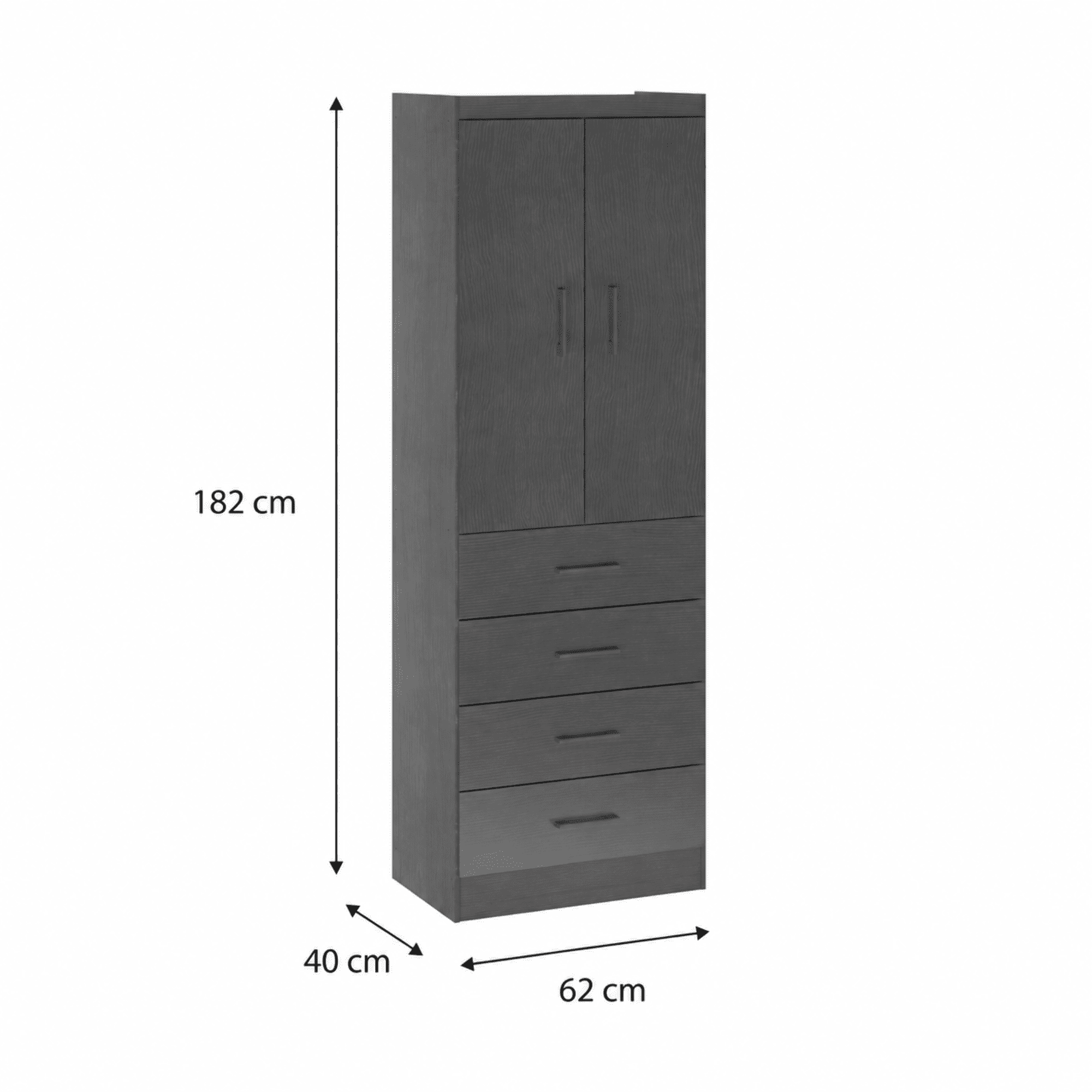 Closet 2 Puertas 4 Cajones Grafito