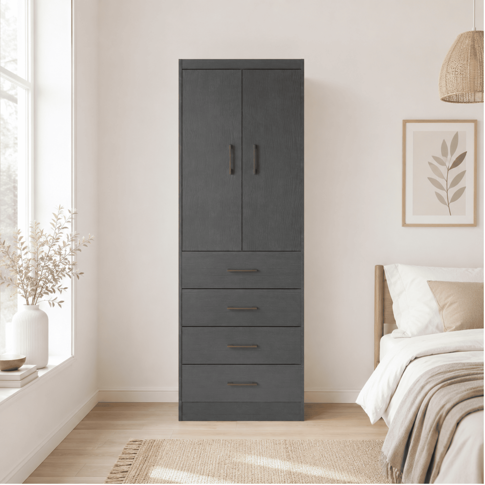 Closet 2 Puertas 4 Cajones Grafito