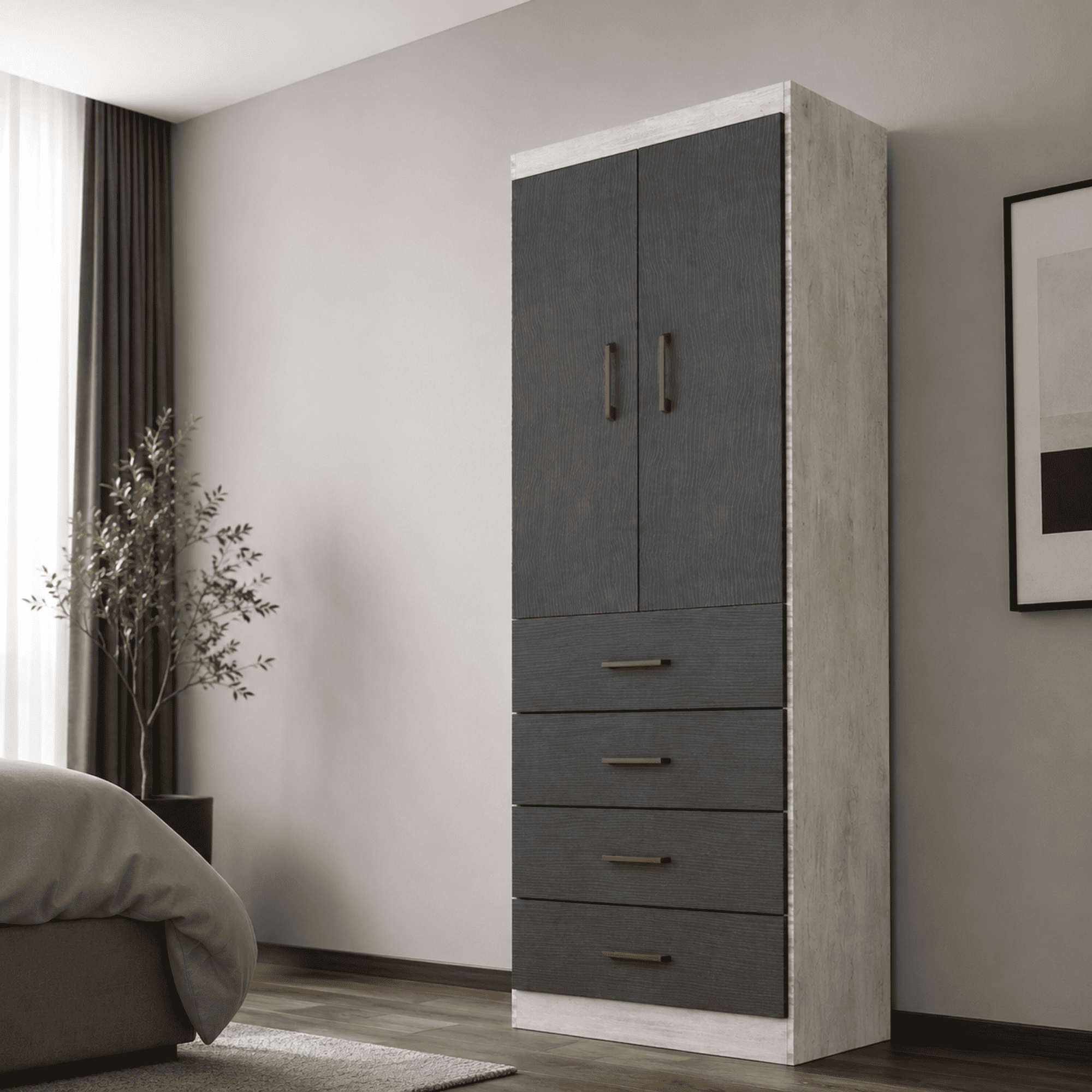 Closet 2 Puertas 4 Cajones Teka/Grafito