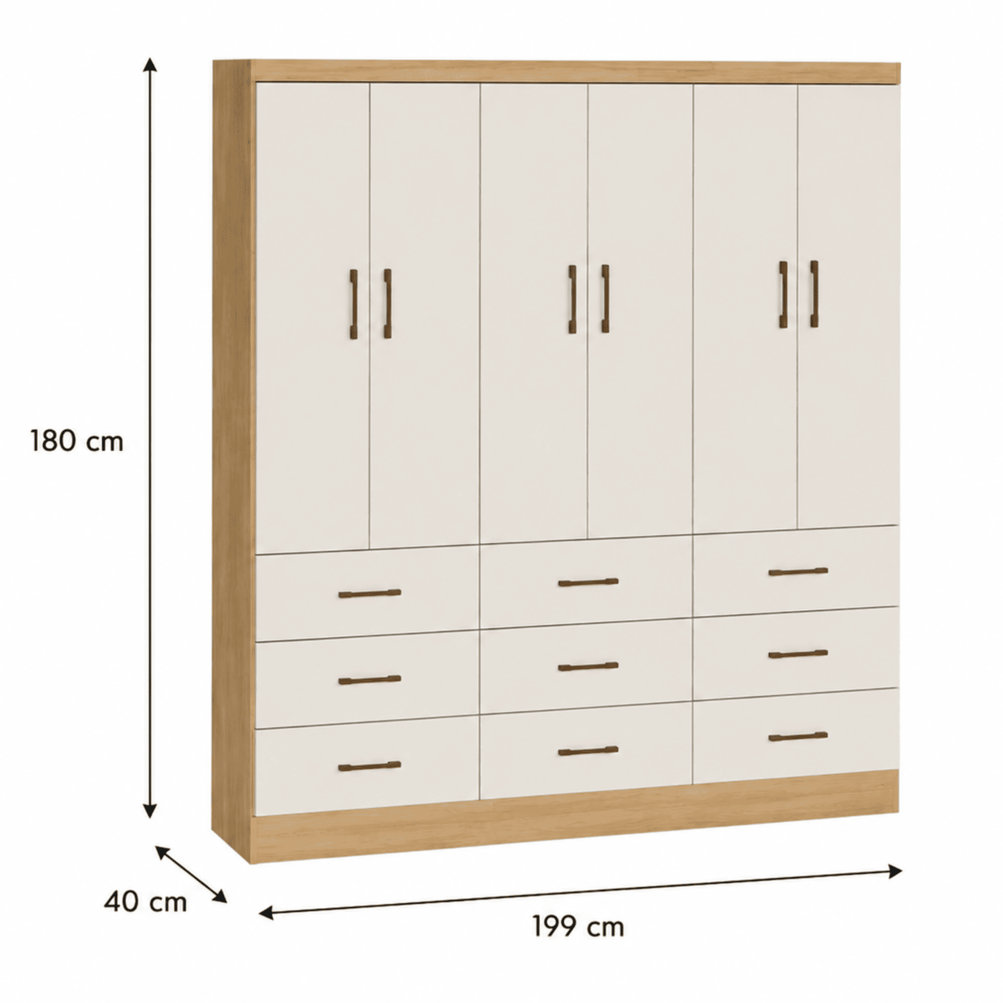 Closet 6 Puertas 9 Cajones Roble/Beige