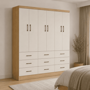 Closet 6 Puertas 9 Cajones Roble/Beige
