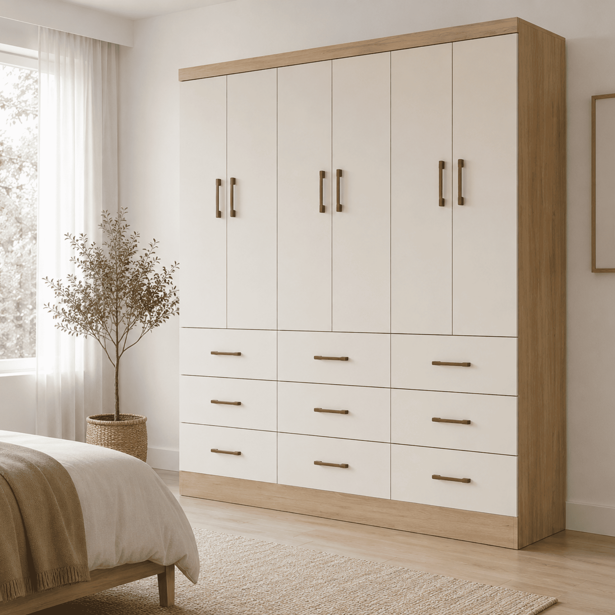 Closet 6 Puertas 9 Cajones Roble/Beige