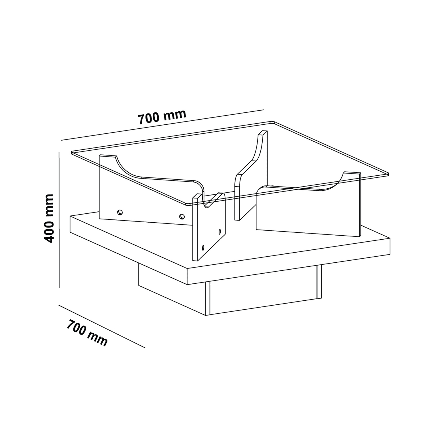 Mesa Centro 70x40x70 cm Clear