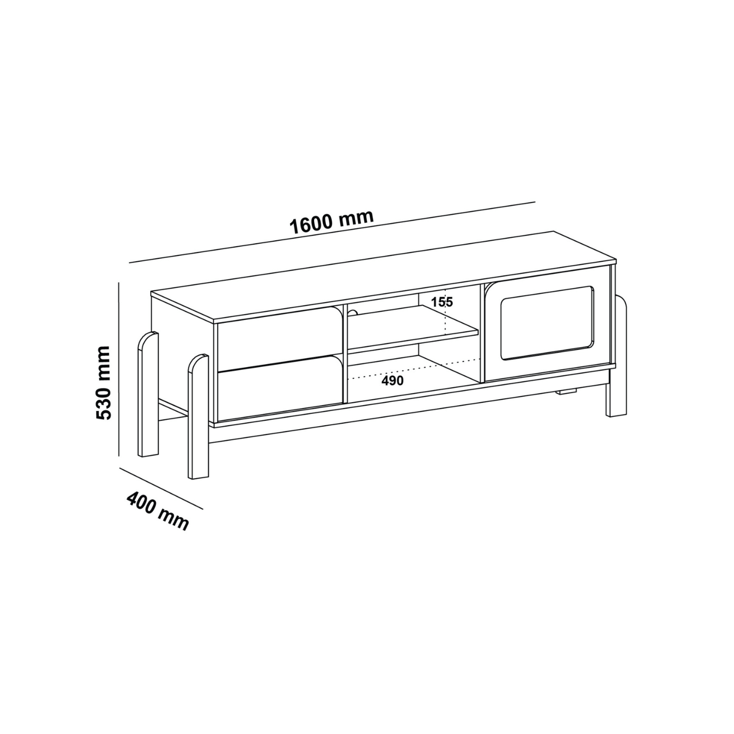 Rack TV 160x53x40 cm Nature