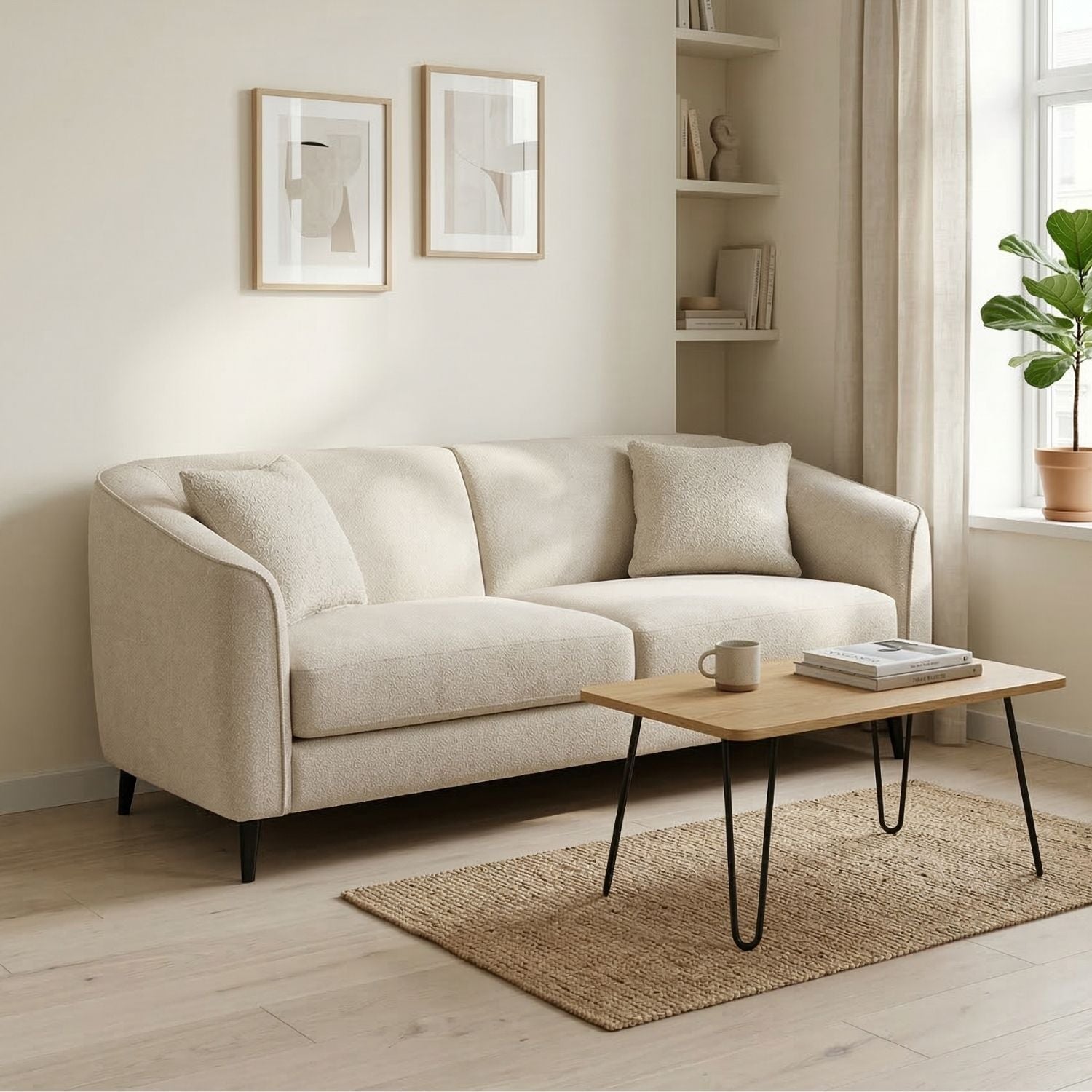 Sofá 3 Cuerpos Beige Ivy