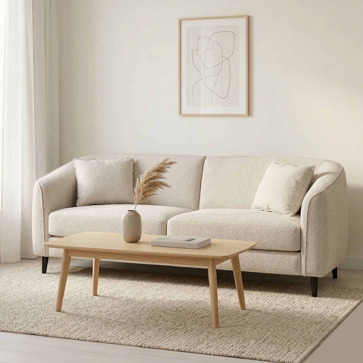 Sofá 3 Cuerpos Beige Ivy