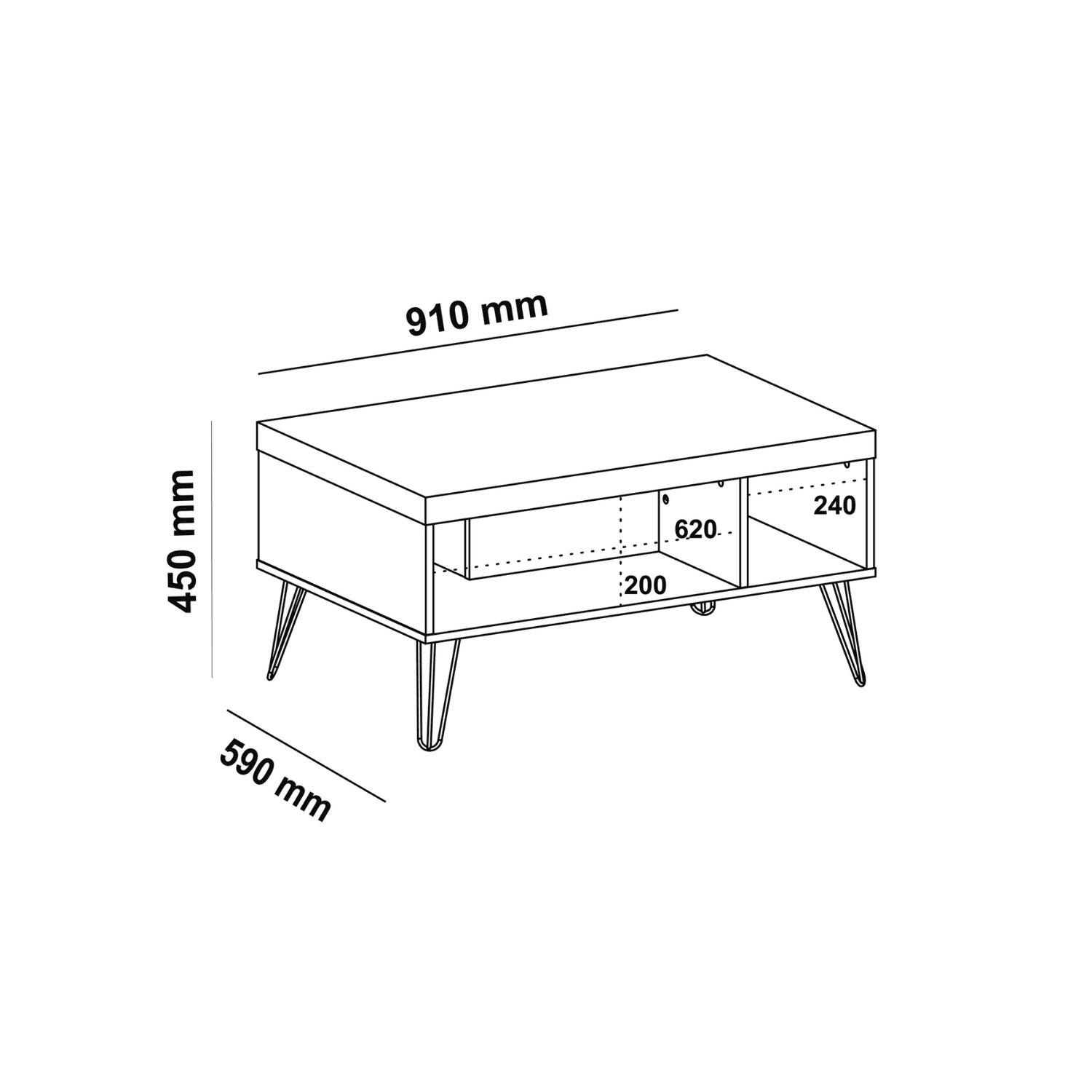 Mesa Centro 91x45x59 cm Liberty
