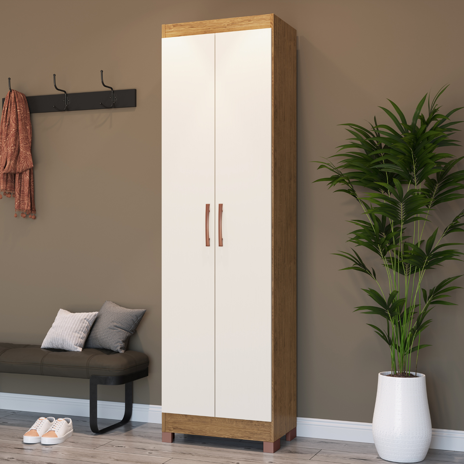 Clóset 2 Puertas 50x183x36 cm Beige Ibiza