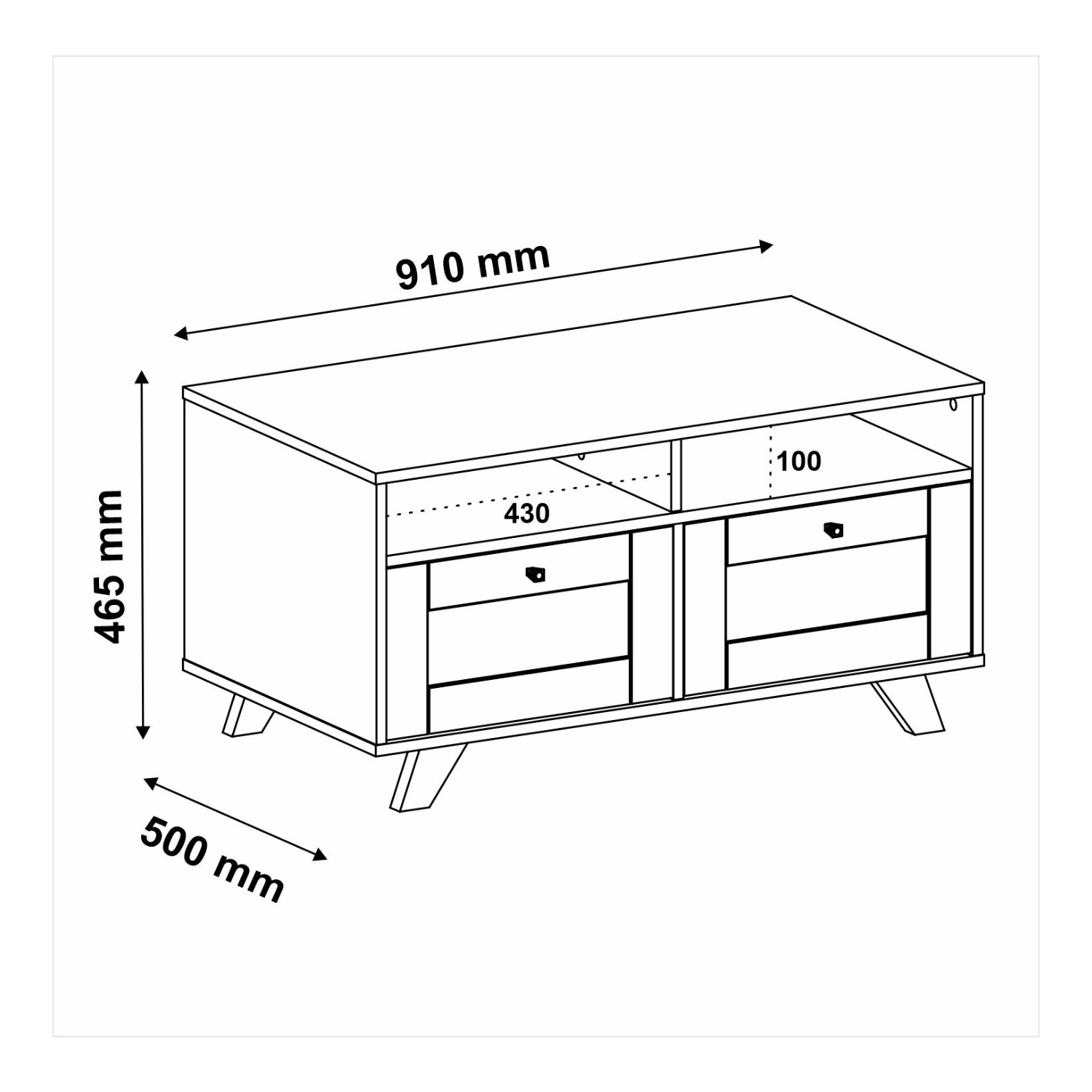 Mesa Centro 2 Cajones 91x46x50 cm Trama