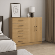 Cómoda 5 Cajones 2 Puertas 119x93x38 cm