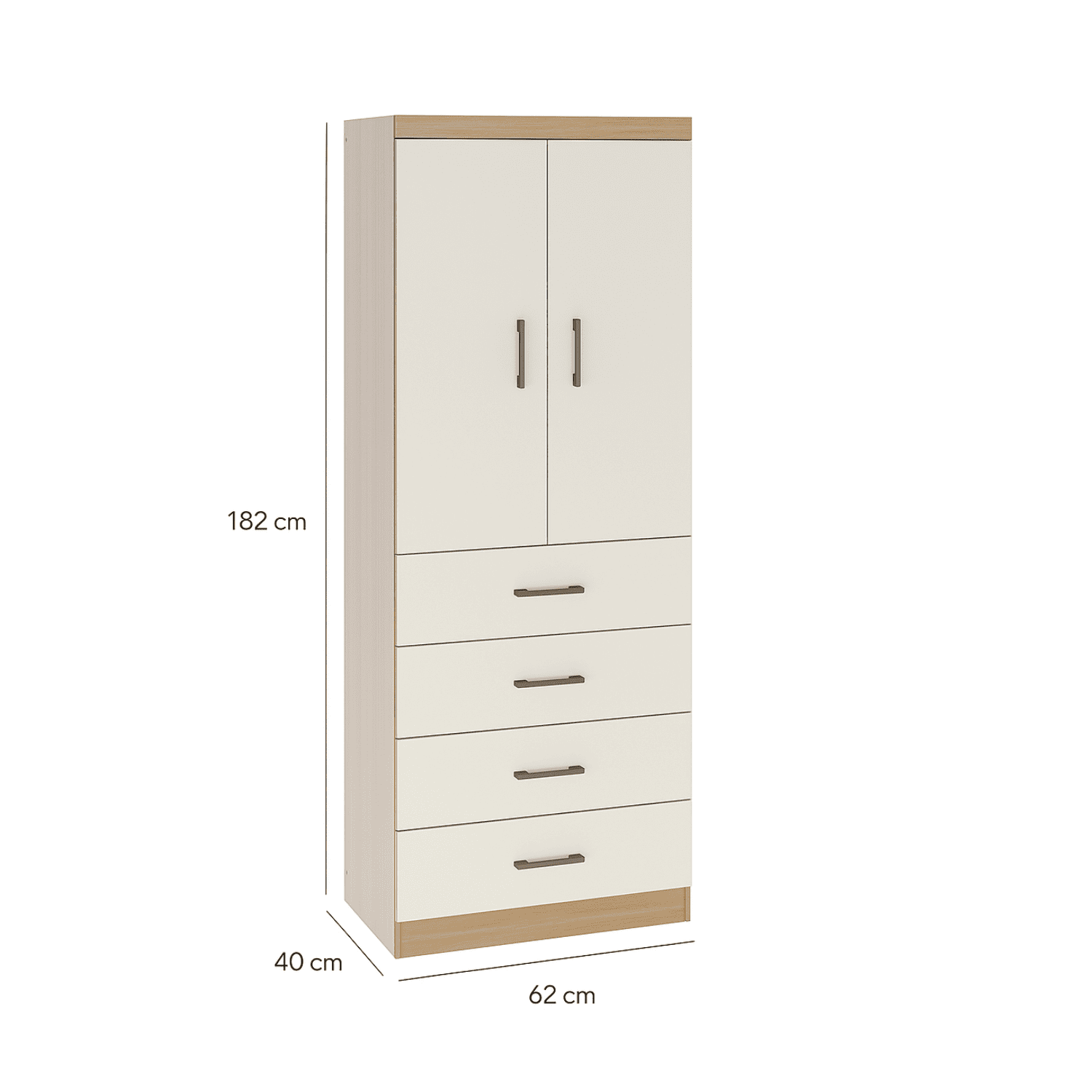 Clóset 2 Puertas · 4 Cajones Beige