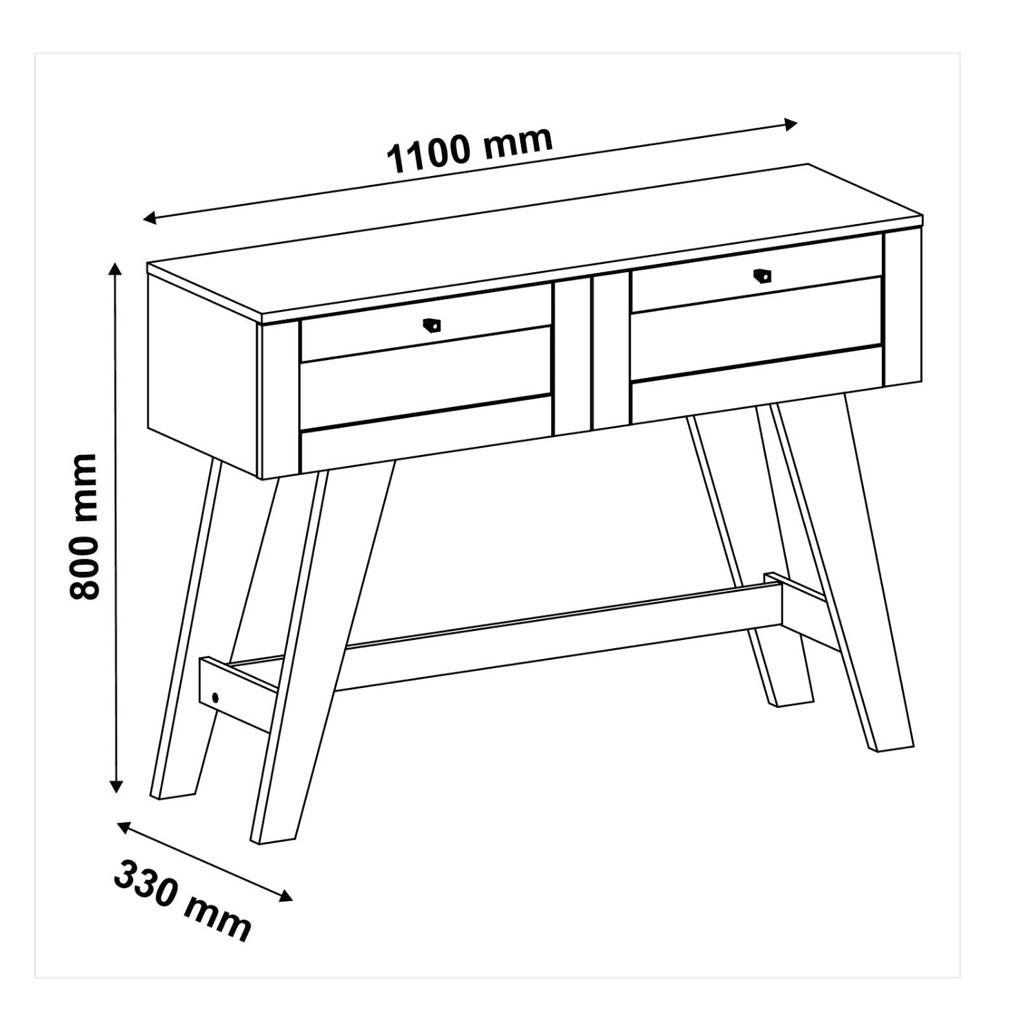 Mesa Arrimo 110x80x33 cm Trama