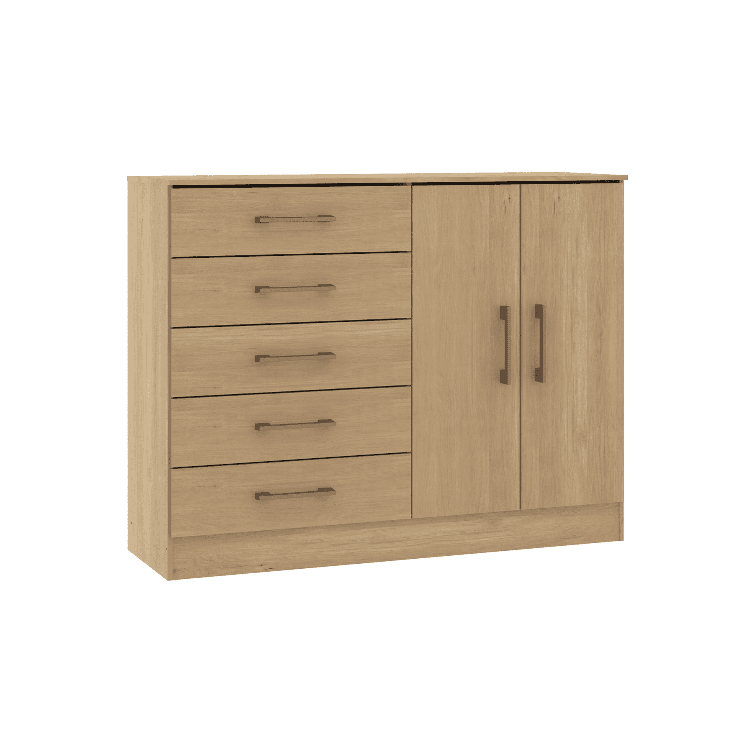 Cómoda 5 Cajones 2 Puertas 119x93x38 cm