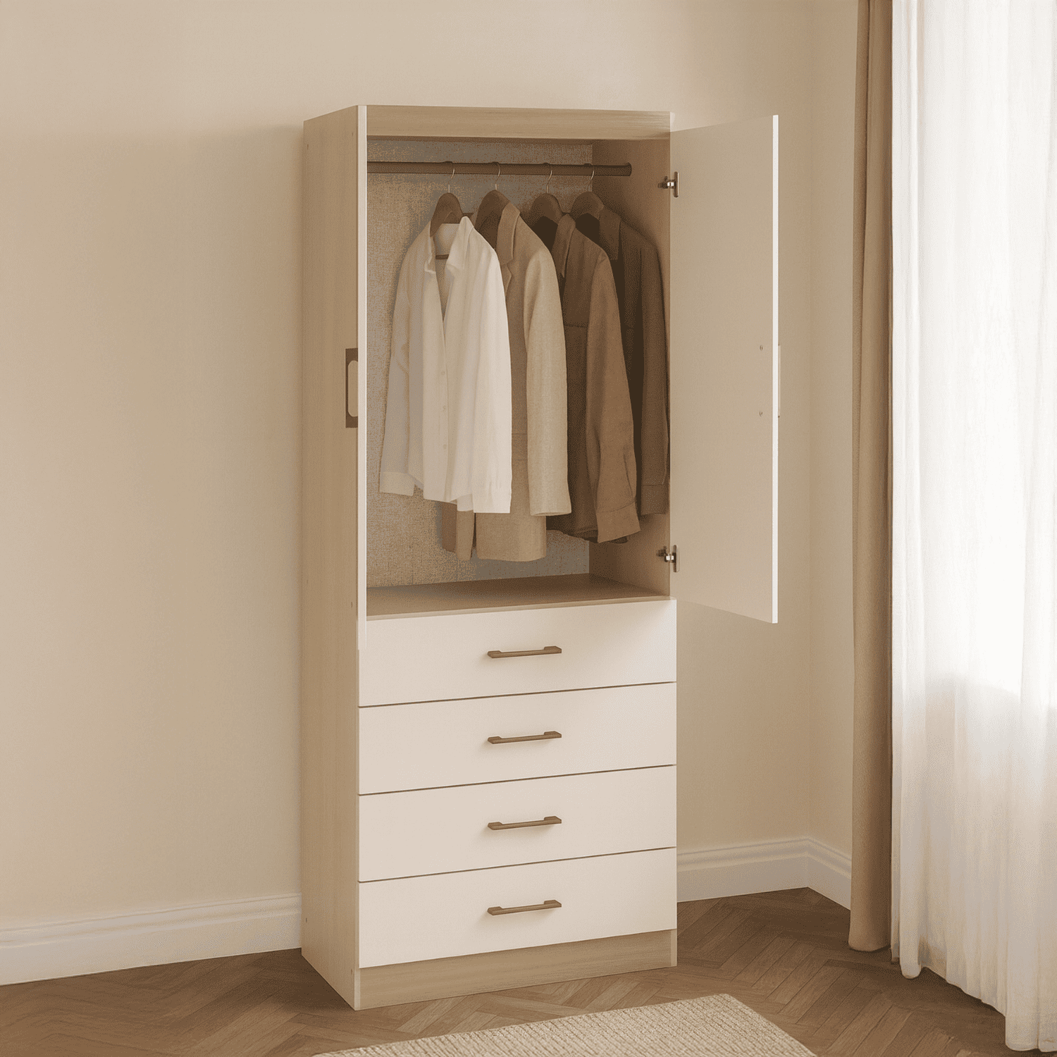 Clóset 2 Puertas · 4 Cajones Beige