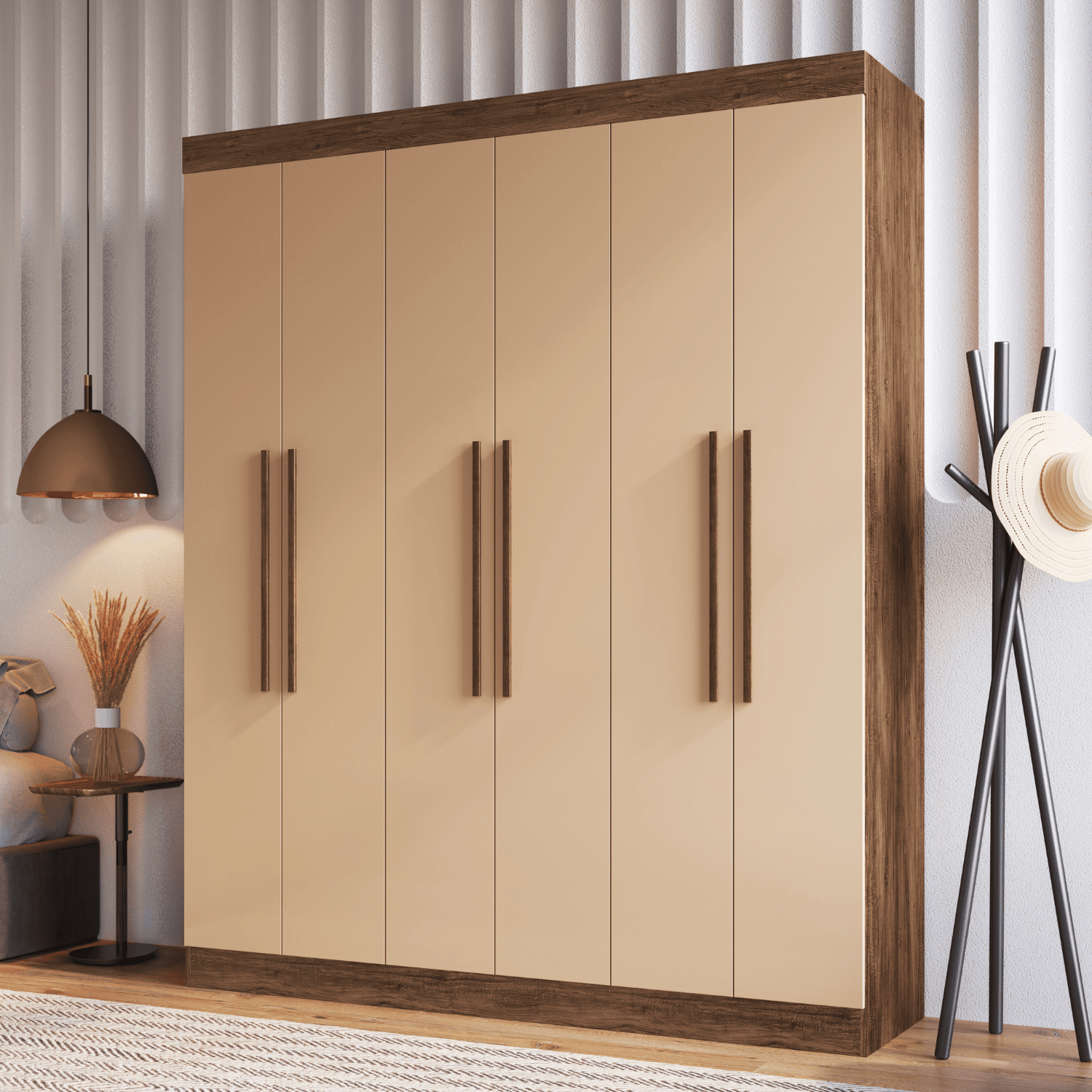 Clóset 6 Puertas · 2 Cajones 180x217x47 cm Beige New York