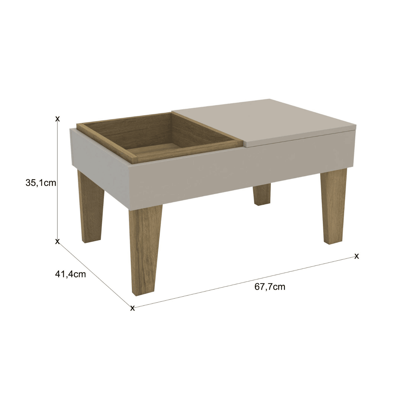 Mesa Centro 68x42x35 cm Beige Veneza