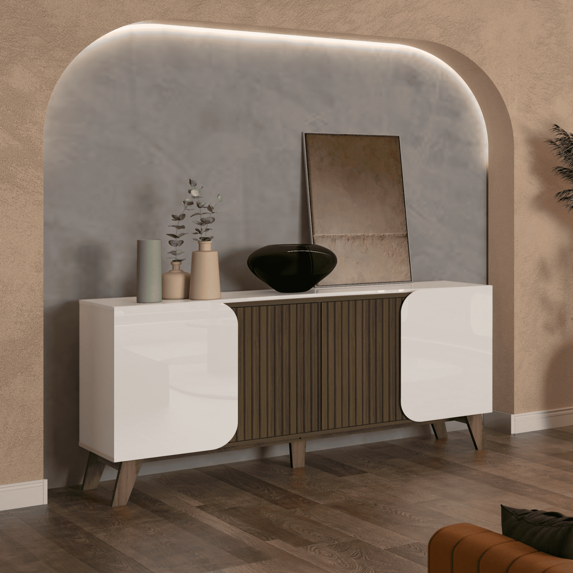 Buffet Aparador Elegance Offwhite/PinoRipado