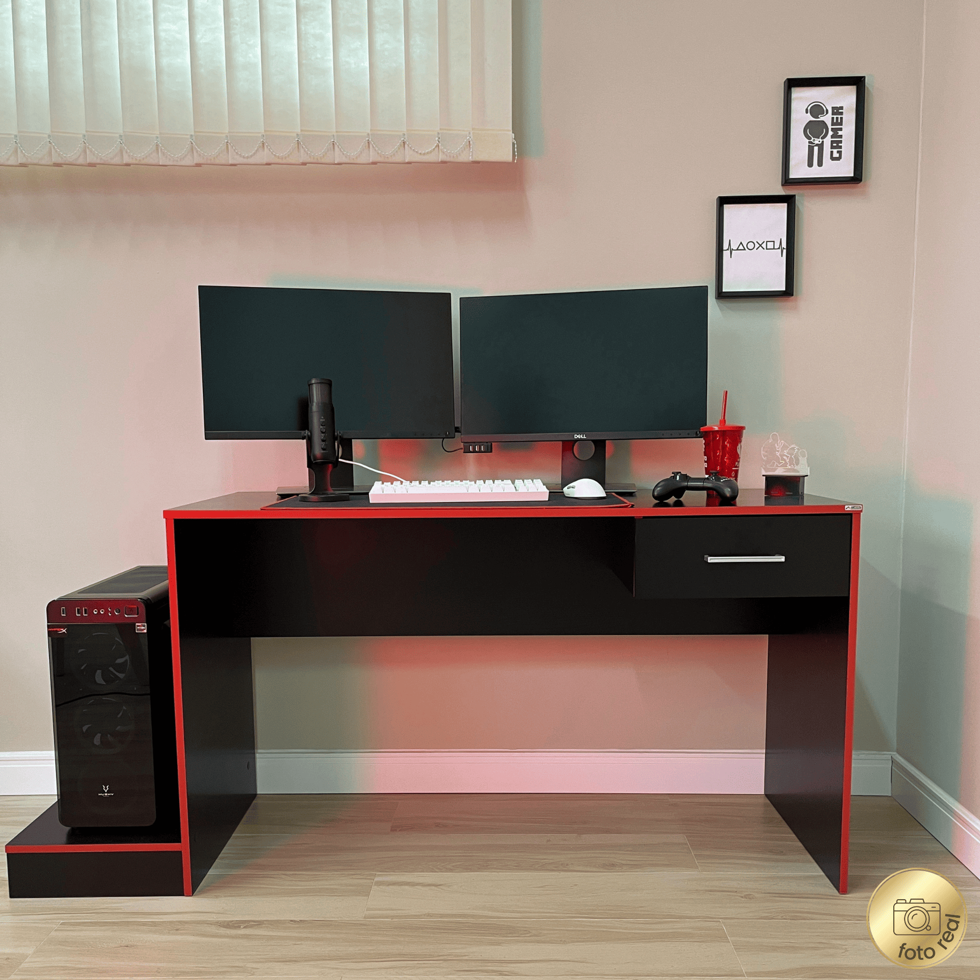 Escritorio Gamer Negro/Rojo