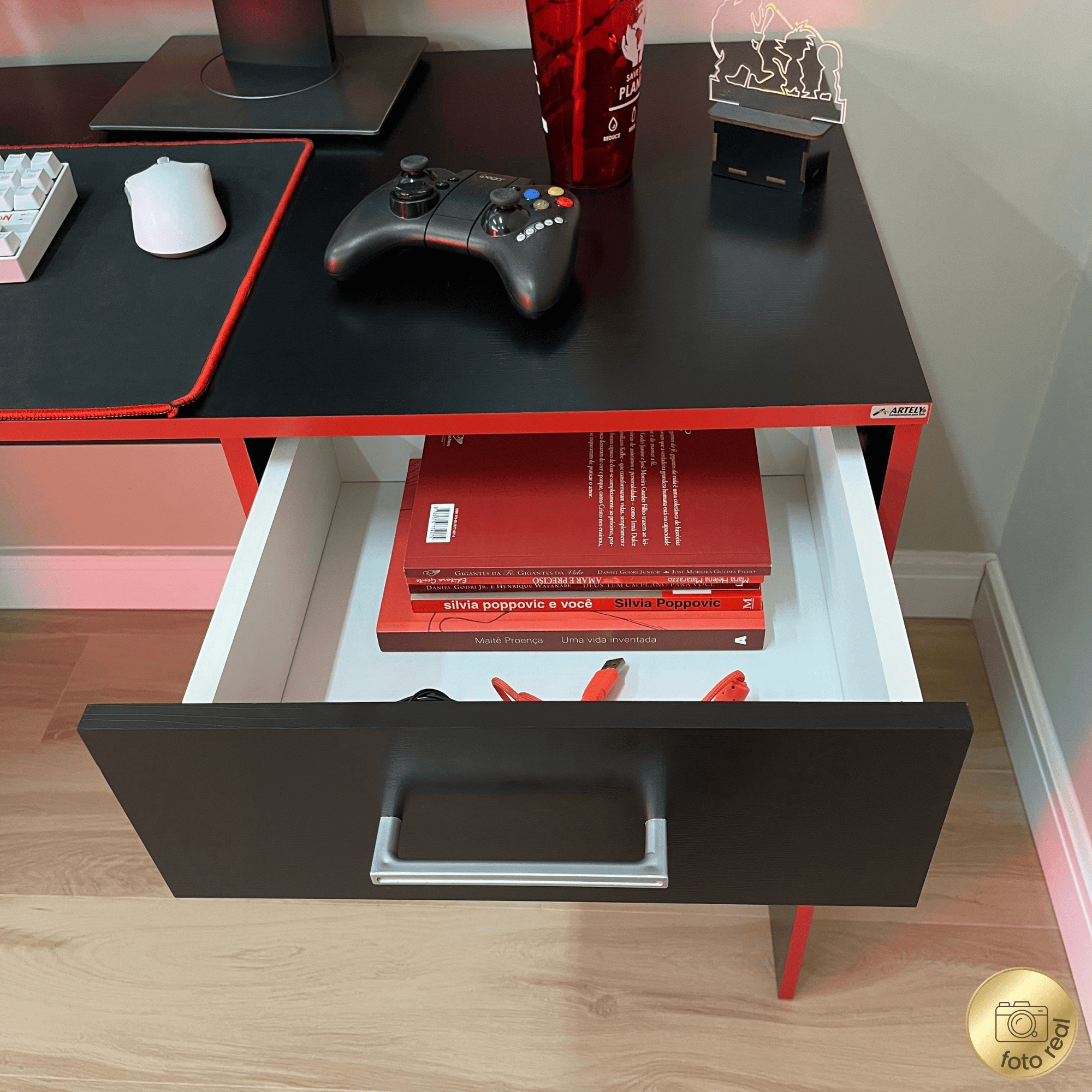Escritorio Gamer Negro/Rojo