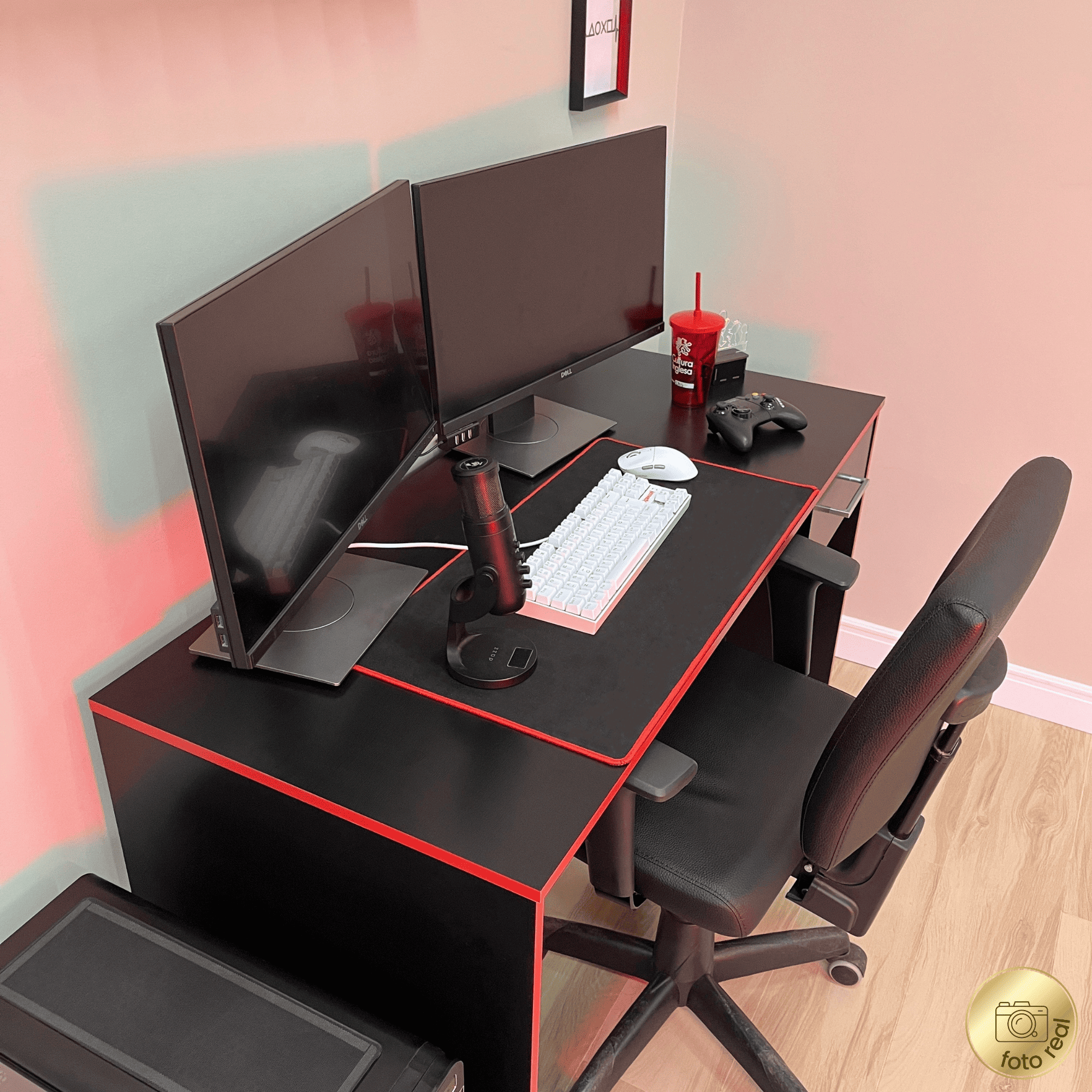 Escritorio Gamer Negro/Rojo