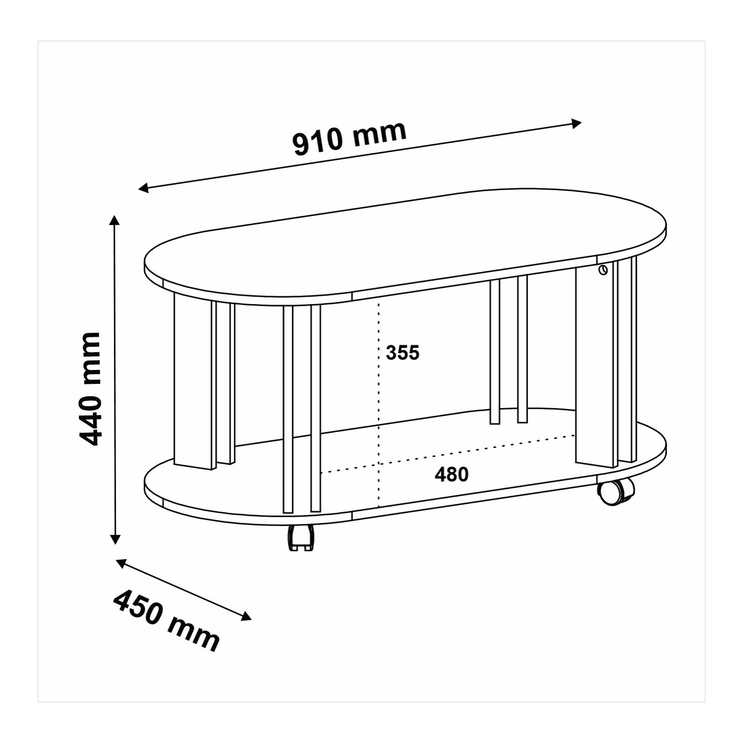 Mesa Centro 91x44x45 cm Mundi
