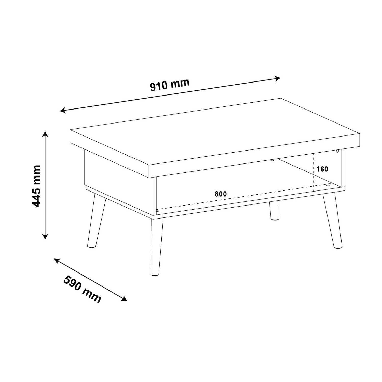Mesa Centro 91x45x59 cm Lucca