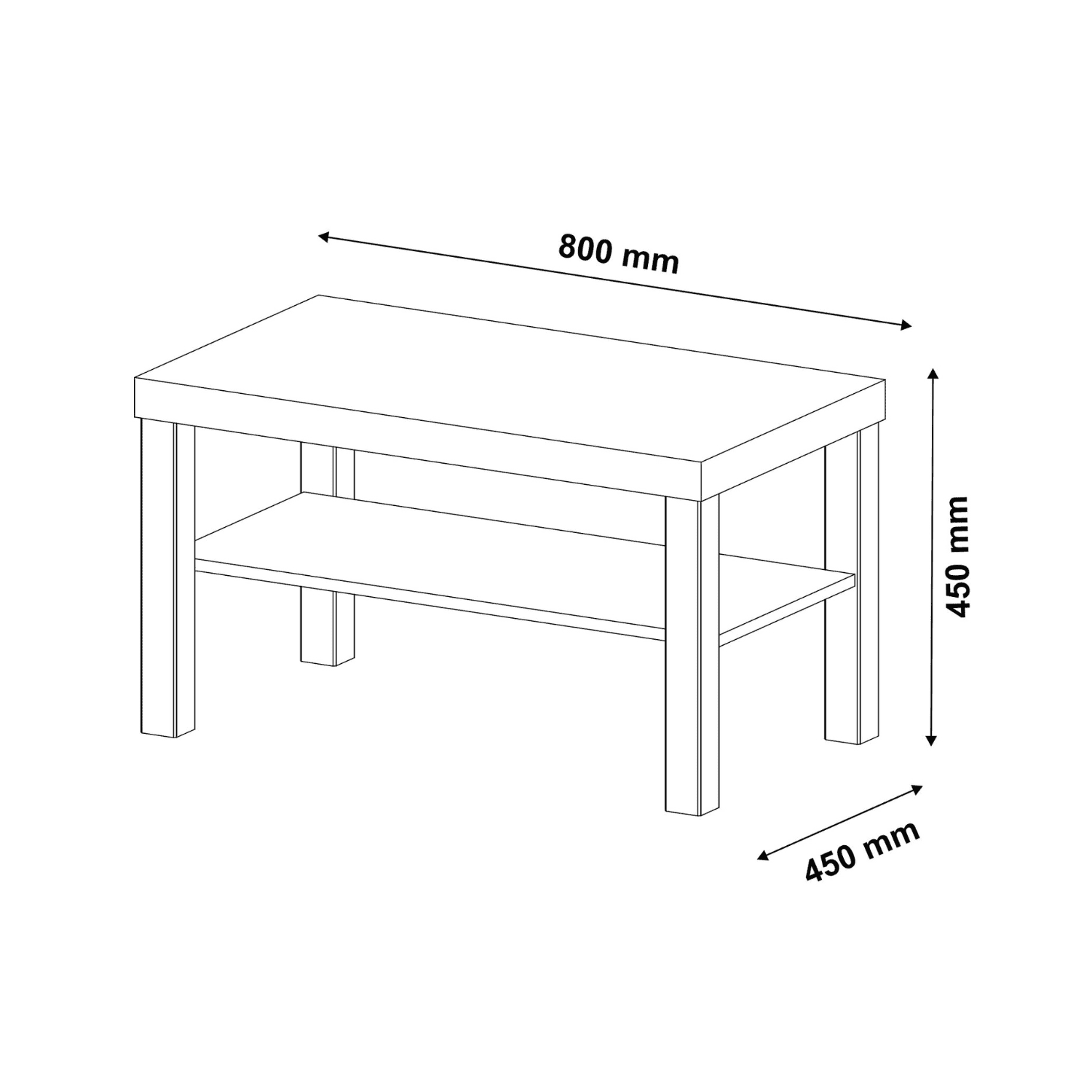 Mesa Centro 80x45x45 cm Up