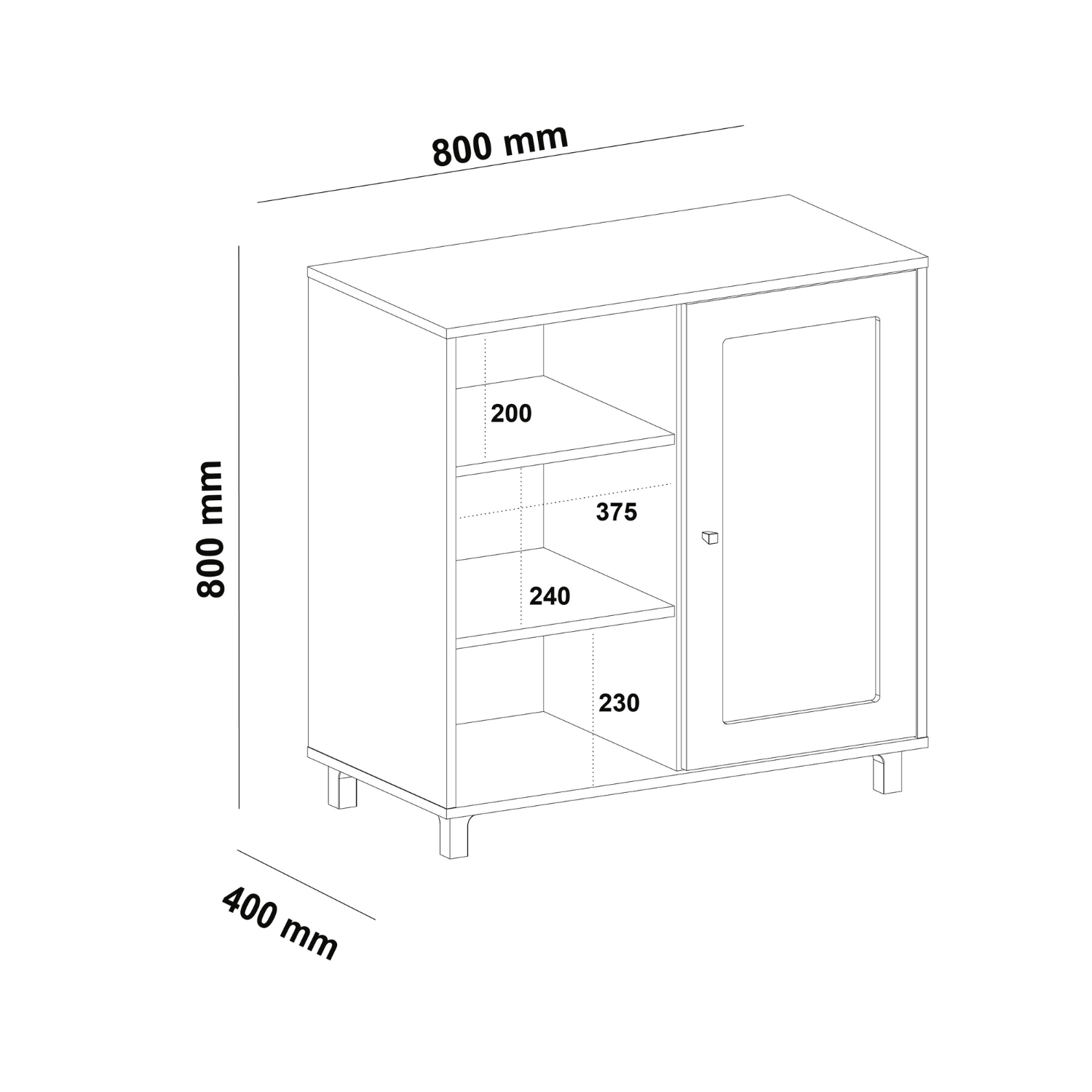 Aparador 1 Puerta 80x80x40 cm Charlotte