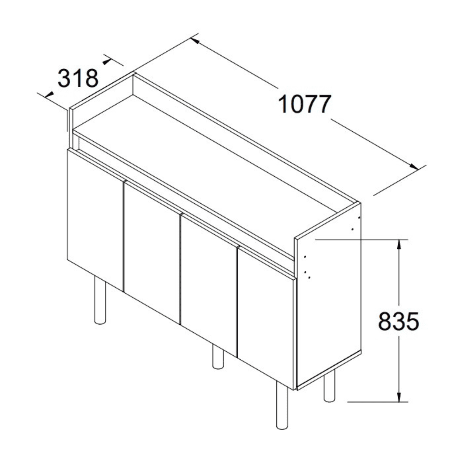 Aparador 4 Puertas 108x84x32 cm Verona