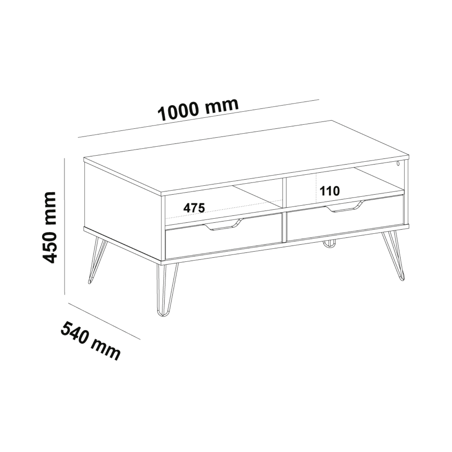 Mesa Centro 100x45x54 cm Estocolmo