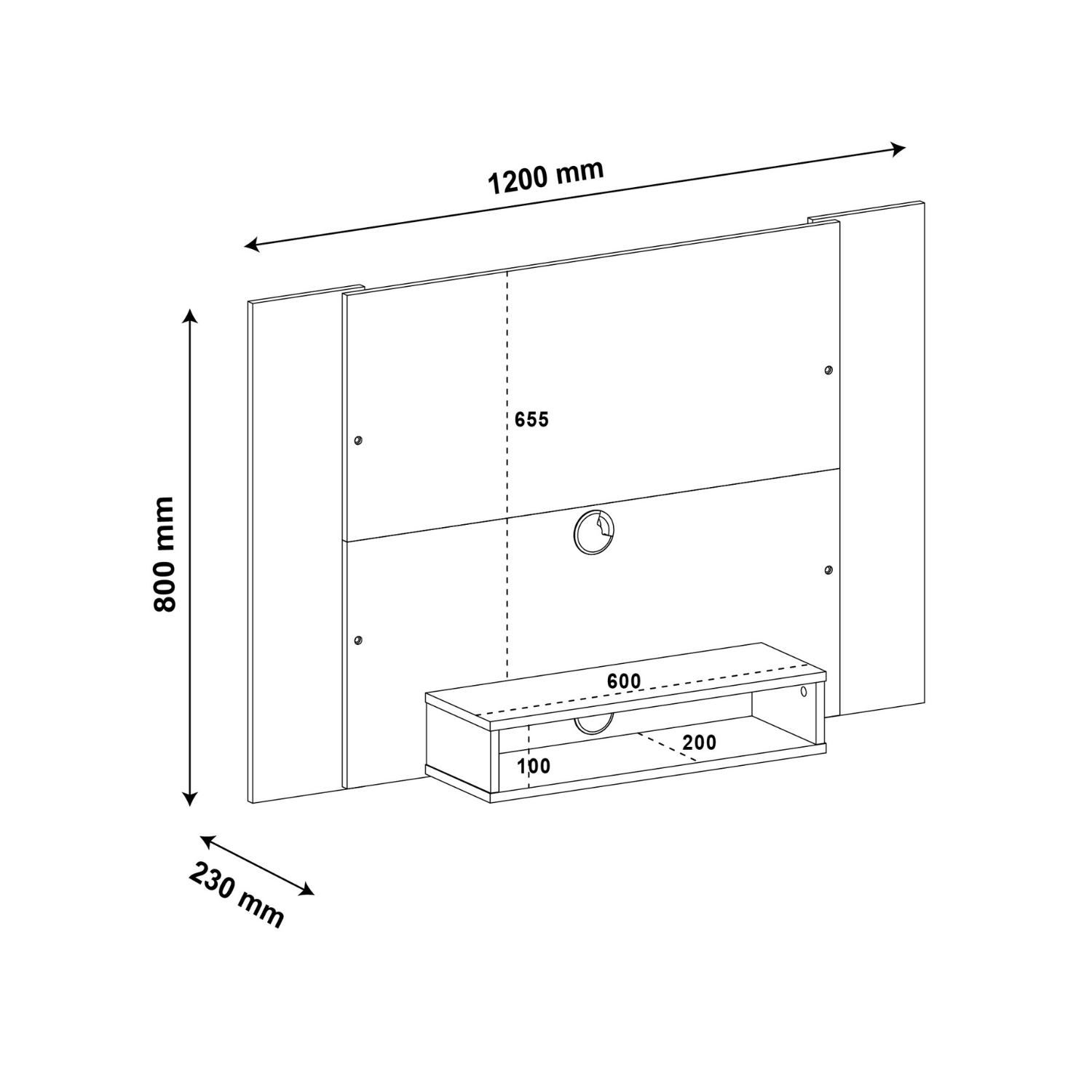 Panel TV 120x80x23 cm TV Cine
