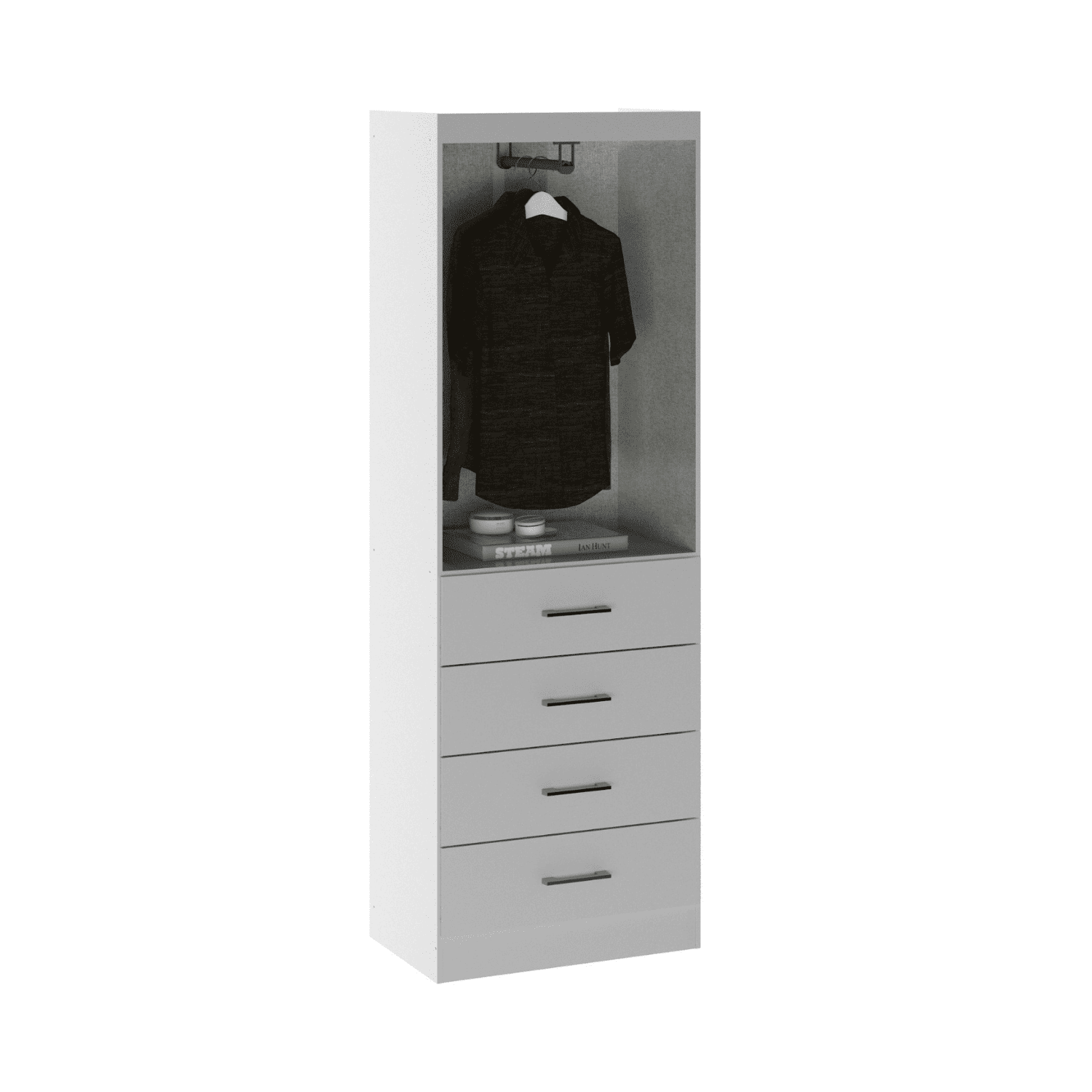 Clóset 2 Puertas · 4 Cajones 62x182x40 cm Blanco