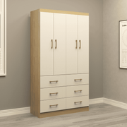 Clóset 4 Puertas · 6 Cajones 100x182x40 cm Beige