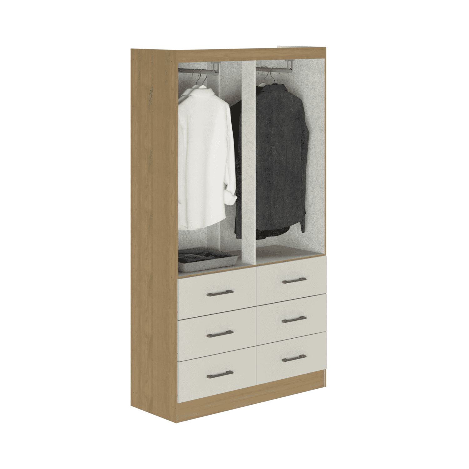 Clóset 4 Puertas · 6 Cajones 100x182x40 cm Beige