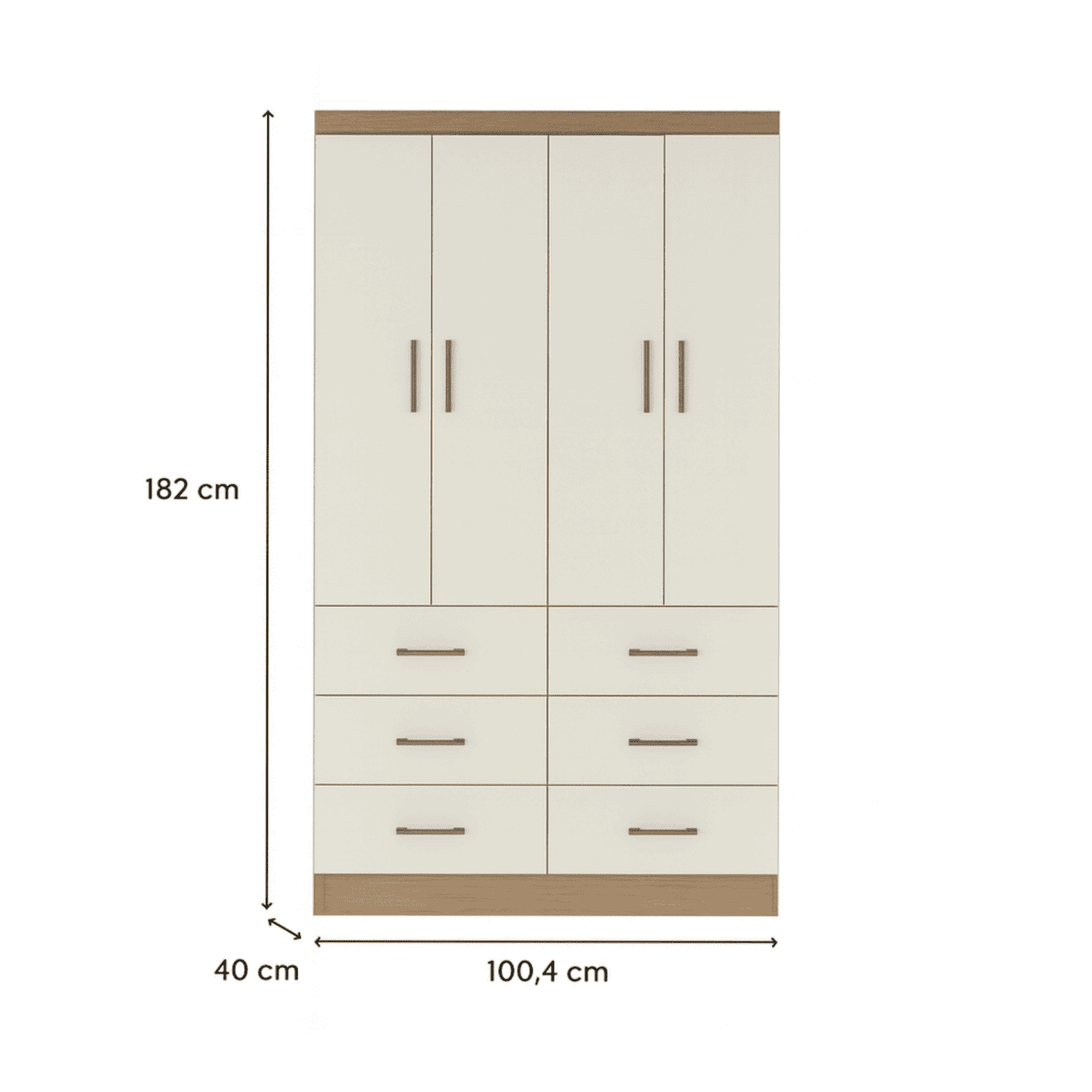Clóset 4 Puertas · 6 Cajones 100x182x40 cm Beige