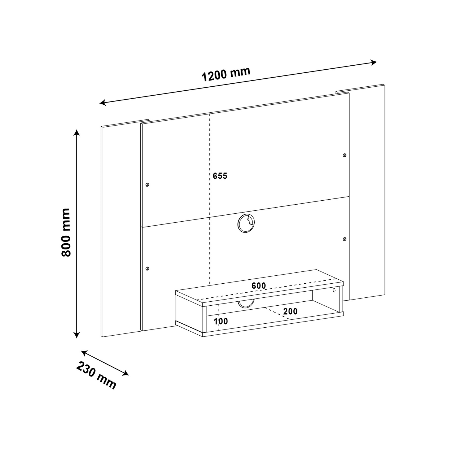 Panel TV 120x80x23 cm TV Cine