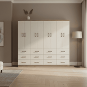 Clóset 8 Puertas · 12 Cajones 200x180x40 cm Beige