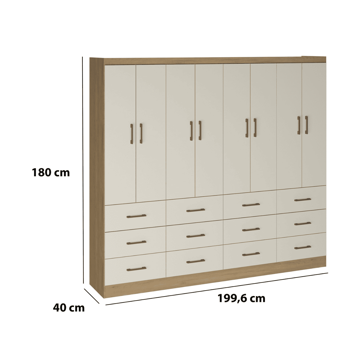 Clóset 8 Puertas · 12 Cajones 200x180x40 cm Beige